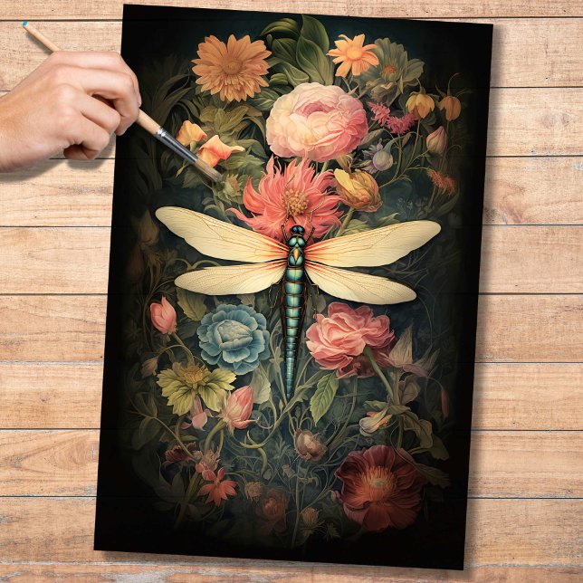 Papier Mousseline Dragonfly in Florals 1 papier découpage (Créateur téléchargé)