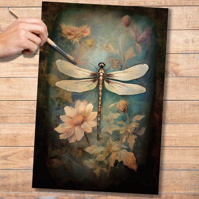 Papier Mousseline Dragonfly in Florals 2 Decoupage Paper (Créateur téléchargé)