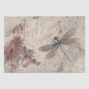Papier Mousseline Dragonfly Shabby mélange de script de média découp