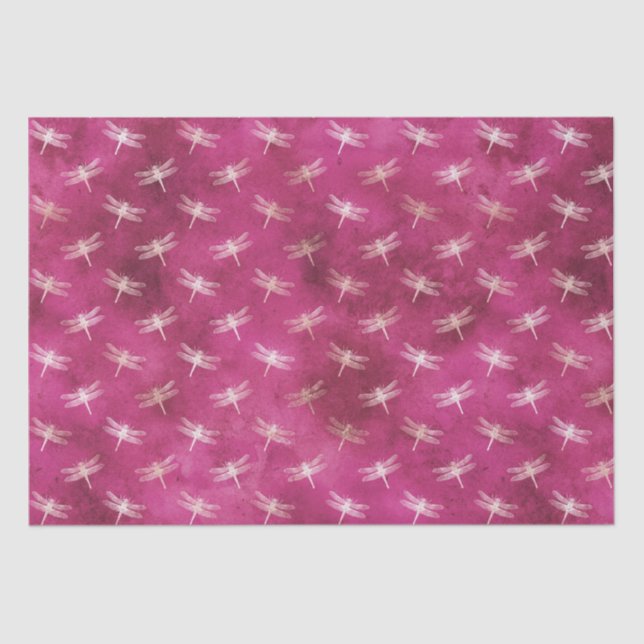 Papier Mousseline Dragonlies d'aquarelle rose (Recto)