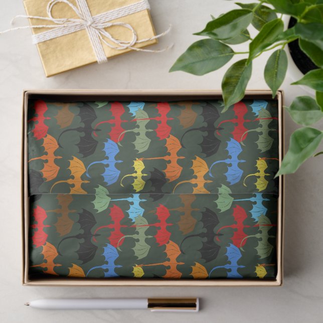 Papier Mousseline Dragons Green Flight Imaginaire (Cadeau)