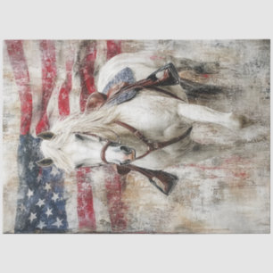 Papier Mousseline Drapeau américain Cheval blanc Abstrait