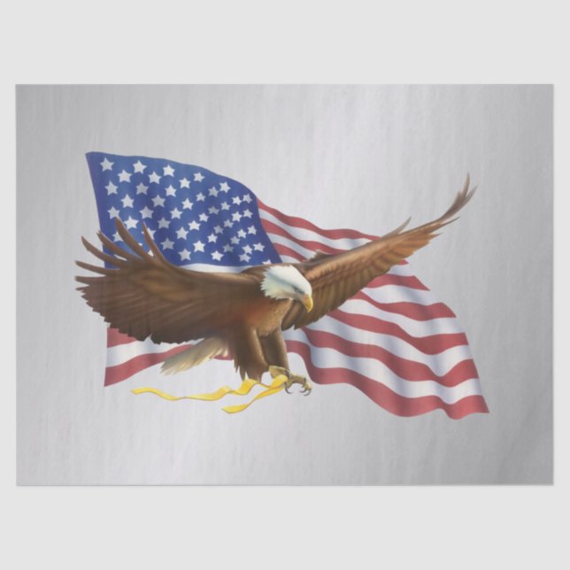 Papier Mousseline Drapeau américain et argent d'aigle (Recto)