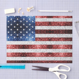 Papier Mousseline drapeau américain rouge blanc brillant parties sci