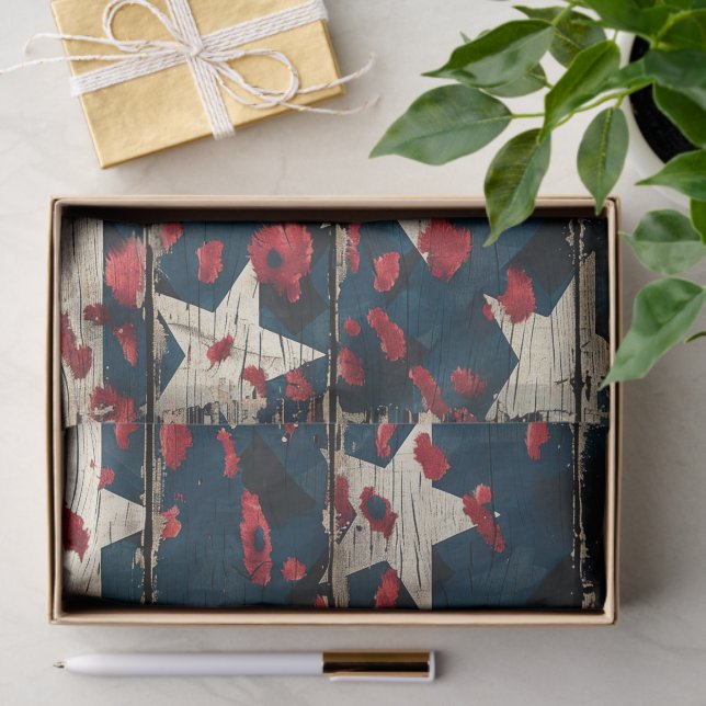 Papier Mousseline Drapeau américain rustique imprimé léopard (5) (Cadeau)