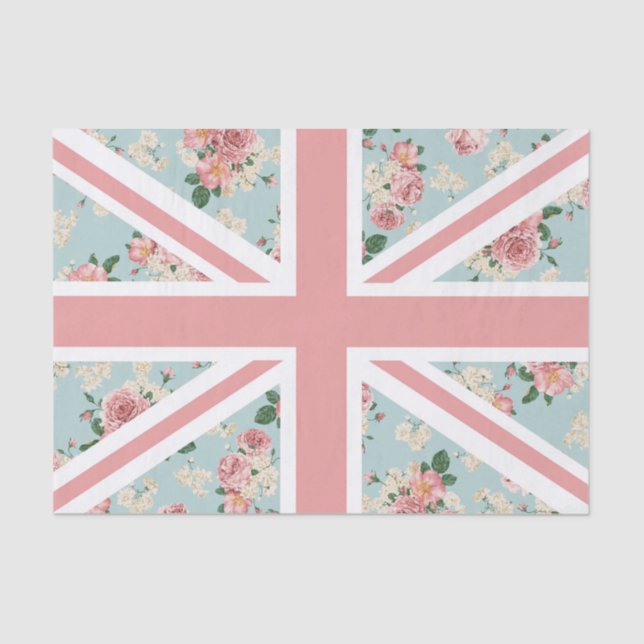 Papier Mousseline Drapeau anglais d'Union Jack de roses (Recto)