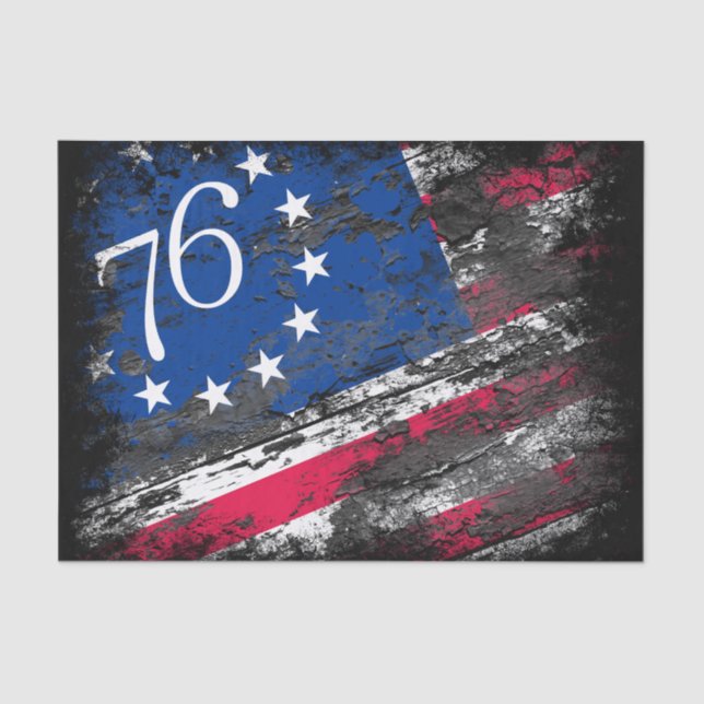 Papier Mousseline Drapeau Betsy Ross 1776 4 juillet patriotique (Recto)