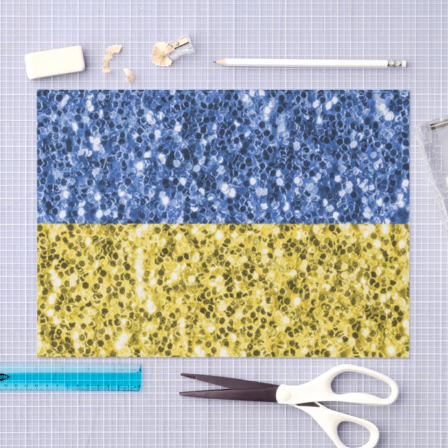 Papier Mousseline Drapeau bleu jaune Ukraine parties scintillant fau (Artisanat)