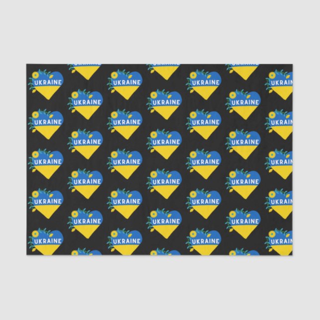 Papier Mousseline Drapeau coloré Ukraine Fleur Coeur (Recto)