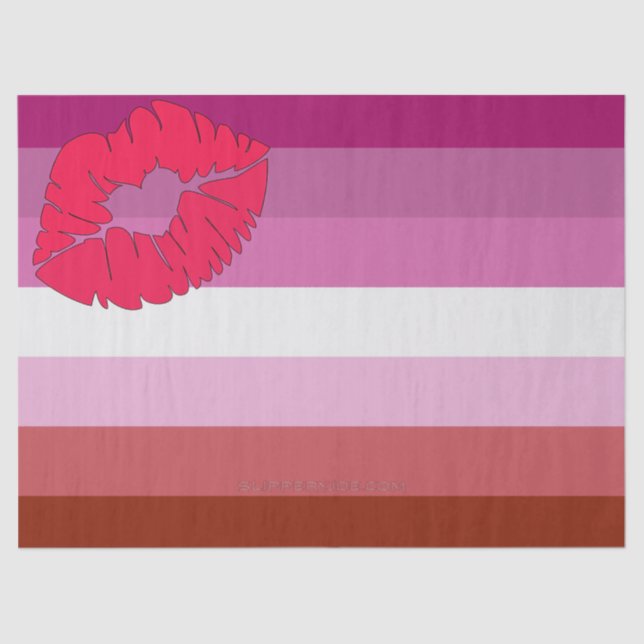 Papier Mousseline Drapeau de fierté lesbienne lipstick SlipperyJoe f (Recto)