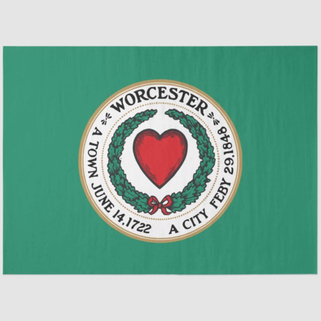 Papier Mousseline Drapeau de la ville de Worcester (Massachusetts) (Recto)