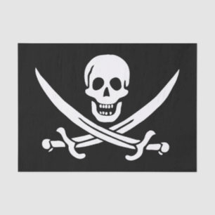 Papier Mousseline Drapeau de pirate Crâne croisé épées