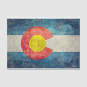 Papier Mousseline Drapeau d'état du Colorado avec le rétro regard