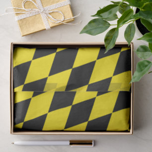 Papier Mousseline Drapeau diamant de Bavière noire et jaune Motif