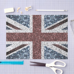 Papier Mousseline Drapeau du Royaume-Uni Rustic vintage scintille pa