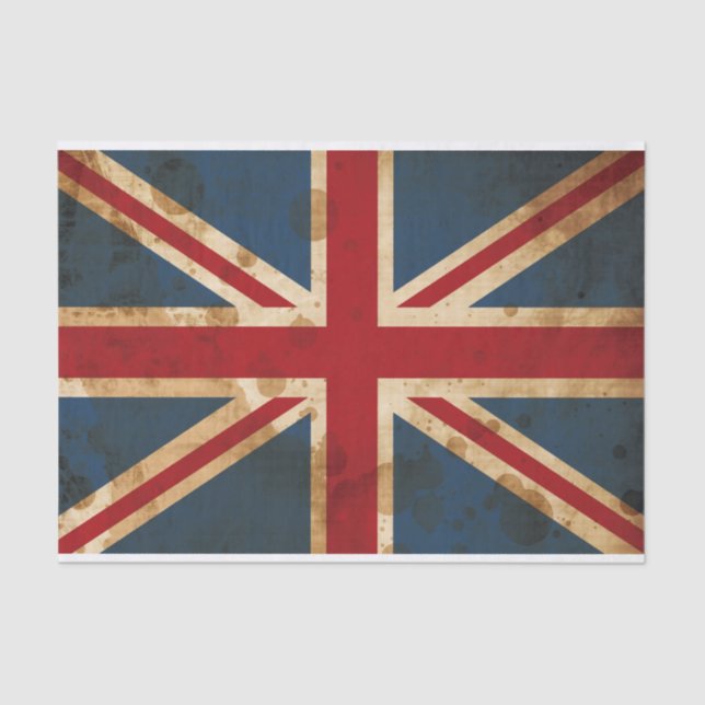 Papier Mousseline Drapeau grunge souillé d'Union Jack R-U (Recto)
