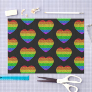 Papier Mousseline Drapeau LGBT coeur arc-en-ciel scintille mariage g