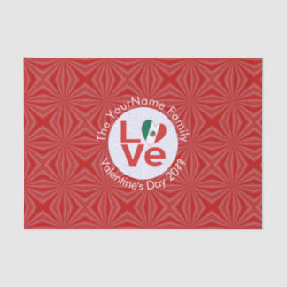 Papier Mousseline Drapeau LOVE rouge mexicain personnalisé