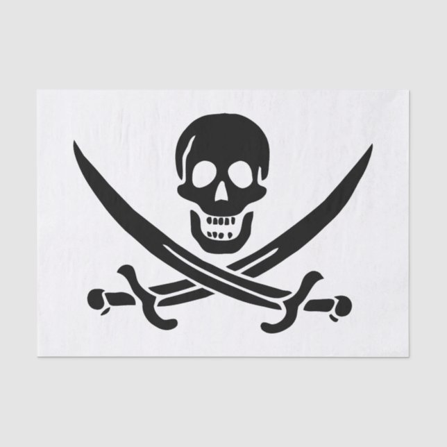 Papier Mousseline Drapeau pirate crâne épées croisées (Recto)
