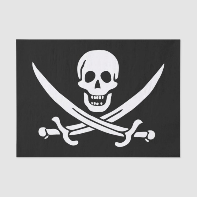 Papier Mousseline Drapeau pirate crâne épées croisées (Recto)