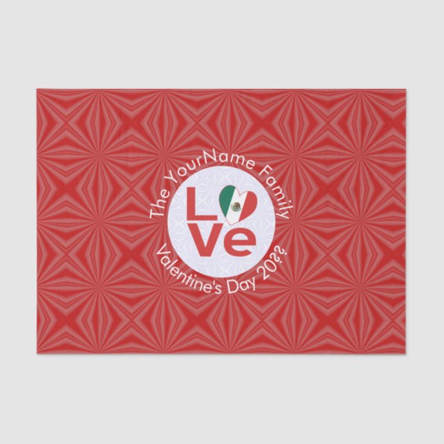 Papier Mousseline Drapeau Red LOVE mexicain personnalisé (Recto)