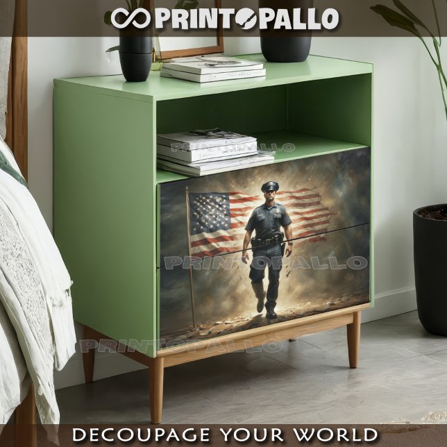 Papier Mousseline Drapeau USA avec agent de police vous protéger (Créateur téléchargé)