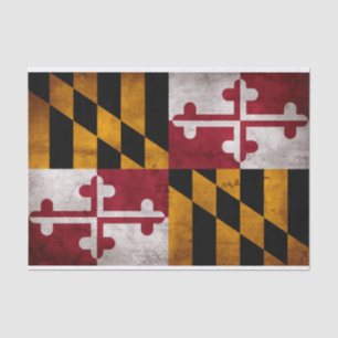 Papier Mousseline Drapeau vintage patiné d'état du Maryland