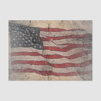Papier Mousseline Drapeau vintage Patriotique USA sur mur de pierre