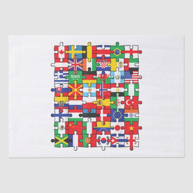 Papier Mousseline Drapeaux des pays du pavillon international (Recto)