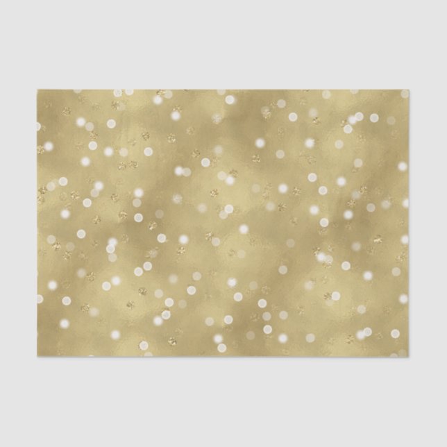 Papier Mousseline Dreamy Gold Bokeh Confetti (Recto)