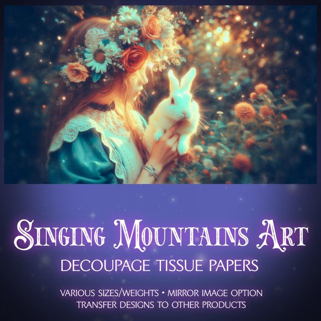 Papier Mousseline Dreamy Portrait Alice and White Rabbit Decoupage (Créateur téléchargé)