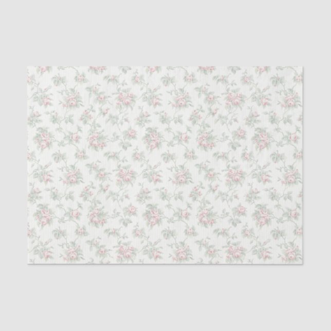 Papier Mousseline Dreamy Rose Floral Stripe Découpage Vert Romantiqu (Recto)