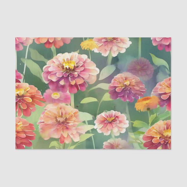 Papier Mousseline Dreamy Zinnia Flowers (Recto)