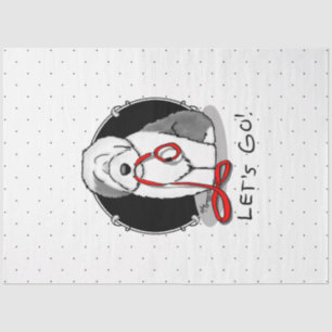 Papier Mousseline Drôle Allons-y ! Walk Old English Sheepdog (Gris 1