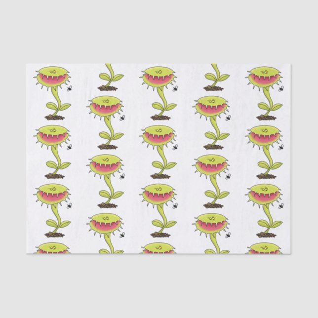 Papier Mousseline Drôle carnivore Vénus piège à mouches plante dessi (Recto)