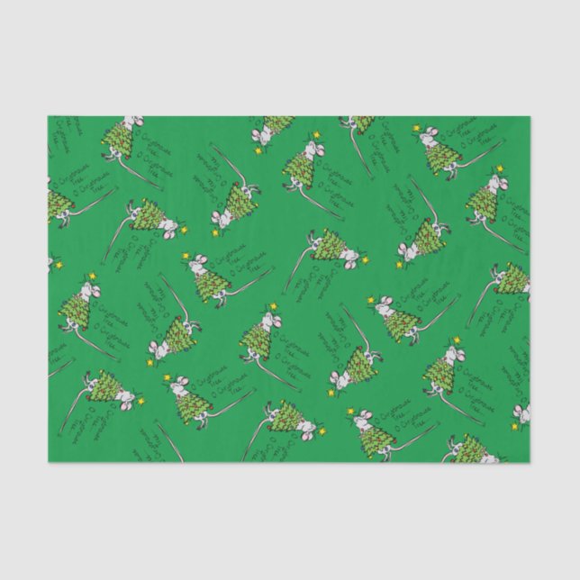 Papier Mousseline Drôle Noël mignon Souris Arbre Cartoon (Recto)