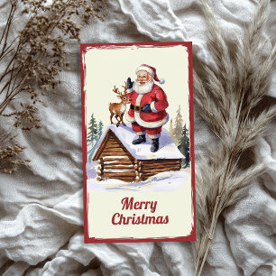 Papier Mousseline Drôle Père Noël Vintage avec cadeau de Noël