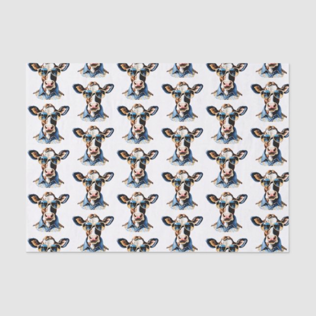 Papier Mousseline Drôle Vache Élégante Tons (Recto)