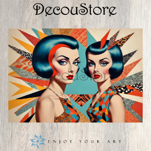 Papier Mousseline Duo Rétro Glam – Découpage de femmes en Pop Art Vi