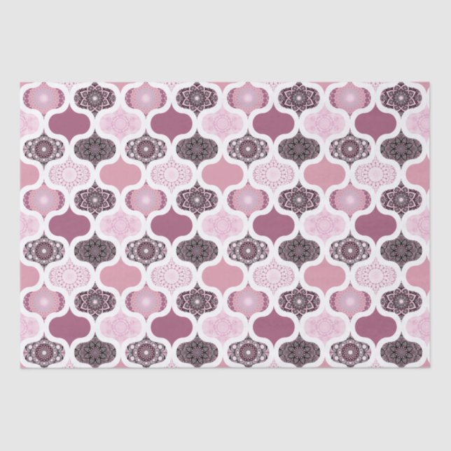 Papier Mousseline Dusky Rose Dot Mandalas Ogee Patchwork (Recto)