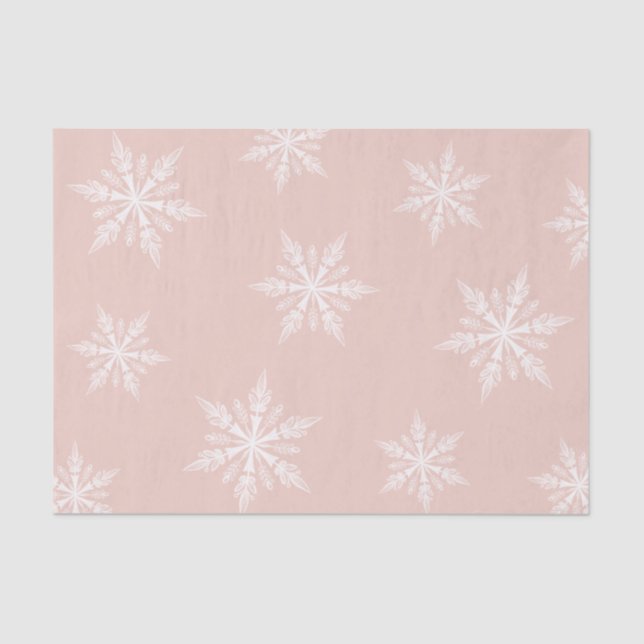 Papier Mousseline Dusty Pink Winter Holiday Snowflakes (Recto)