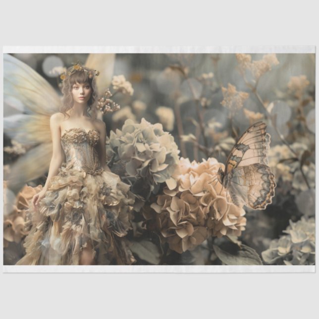 Papier Mousseline Earth Fairy Portrait, Jardin d'Hydrangea (Recto)