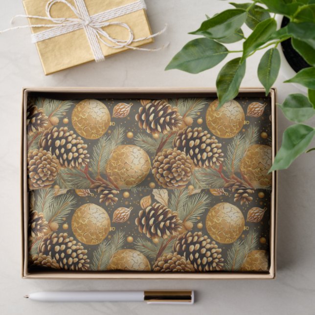 Papier Mousseline Earth Tones Christmas Pattern#29 ID1009 (Cadeau)