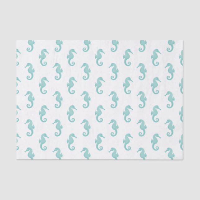 Papier Mousseline Eau turquoise Vintage Seahors (Recto)