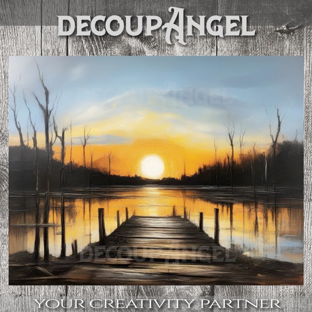 Papier Mousseline Eaux calmes au coucher du soleil - Découpage - (Créateur téléchargé)