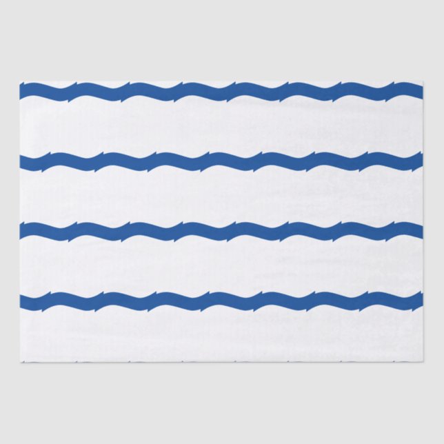 Papier Mousseline Eaux côtières bleu blanc motif nautique (Recto)