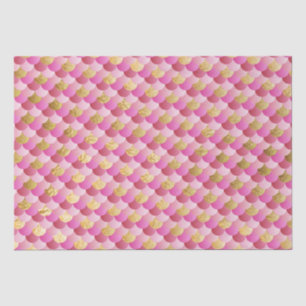Papier Mousseline Écaille de sirène scintillante ombrée rose et feui