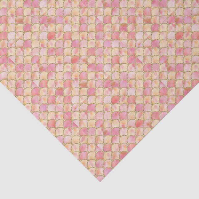 Papier Mousseline Écailles de Sirène Rose & Or Découpage  (Détail)