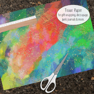 Papier Mousseline Écarpe à l'or, turquoise et vert brillant