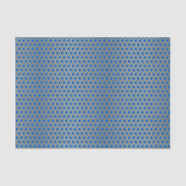 Papier Mousseline Échelle De Sirène D'Or En Bleu Royal (Recto)